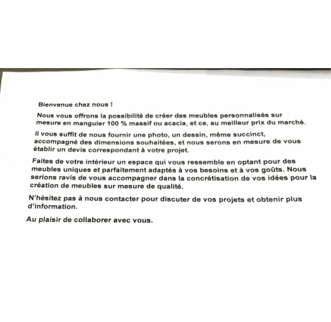 MEUBLES PERSONNALISES SUR MESURE EN MANGUIER 100 % MASSIF 