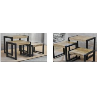 CANCUN/TULLUM Set de 3 tables basses 